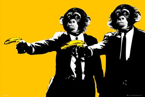 The Chimp - Bananas Pulp Fiction Film Movie - Poster Druck - Größe 91,5x61 cm + 2 St Posterleisten Holz 92 cm von empireposter