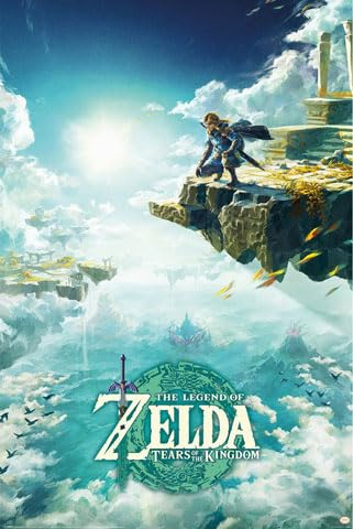The Legend of Zelda - Tears of The Kingdom - Poster, Druck 61x91,5 cm + 2 St Posterleisten Holz 61 cm Natur von empireposter