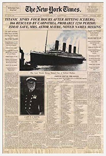 Titanic - Newspaper Zeitung New York Times Film Poster Plakat Druck - Grösse cm + Wechselrahmen, Shinsuke® Maxi Kunststoff Weiss, Acryl-Scheibe von empireposter