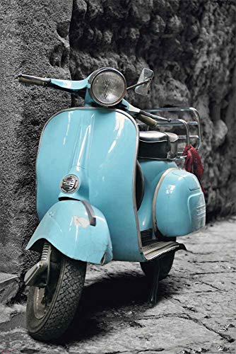 Vespa Vintage Scooter - Italy Roma Roller Moped Italien Poster Plakat Druck - Grösse cm + Wechselrahmen, Shinsuke® Maxi Aluminium Silber, Acryl-Scheibe von empireposter