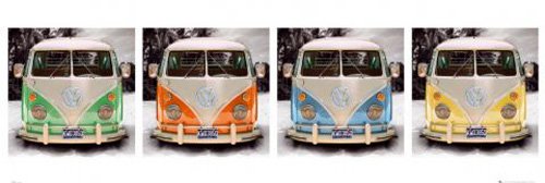 Volkswagen - Türposter - VW Bus - 4 Camper + Ü-Poster von empireposter