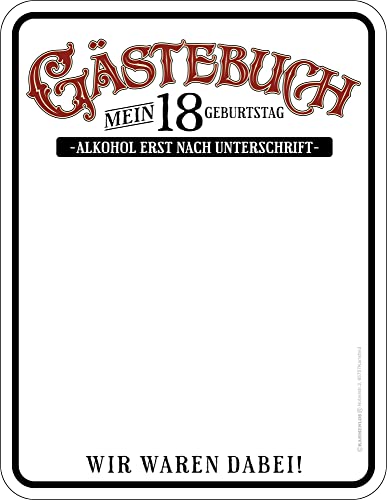 empireposter 18 Jahre - Gästebuch - hochwertig bedrucktes Blechschild - Größe 17x22 cm von empireposter