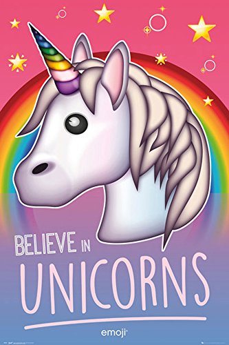 empireposter Emoji - Believe in Unicorns - Fun Poster Plakat Druck - Größe 61x91,5 cm von empireposter