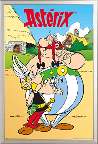 empireposter Asterix und Obelix - Gallisches Dorf - Poster Druck 61x91,5 cm + Wechselrahmen, Shinsuke® Maxi Aluminium Silber, Acryl-Scheibe von empireposter