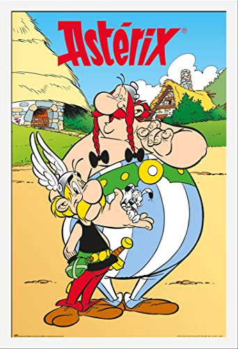 empireposter Asterix und Obelix - Gallisches Dorf - Poster Druck 61x91,5 cm + Wechselrahmen, Shinsuke® Maxi MDF Weiss, Acryl-Scheibe von empireposter