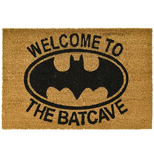 DC Comics Batman Kokos Fußmatte, (Welcome to The Batcave Design) 40cm x 60cm - Offizielles Lizenszprodukt von DC Comics
