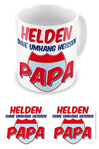 empireposter - Bester Papa - Helden ohne Umhang - Größe (cm), ca. Ø8,5 H9,5 - Lizenz Tassen, NEU - Beschreibung: - Keramik Tasse, bedruckt, Fassungsvermögen 320 ml, offiziell lizenziert, spülmaschinen- und mikrowellenfest - von empireposter