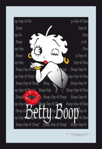 empireposter Betty Boop Kiss - Bedruckter Spiegel mit Kunststoff Rahmen in Holzoptik, Kult-Spiegel - Grösse 20x30 cm von empireposter