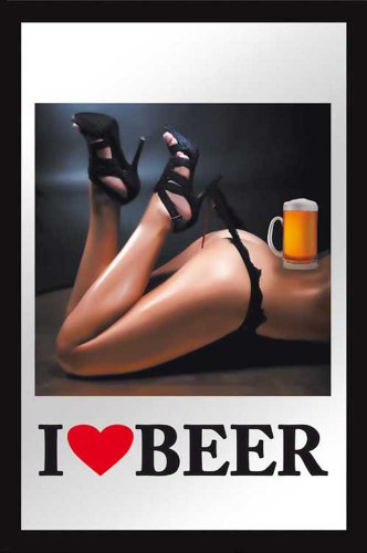 empireposter Bier - I Love Beer - Bedruckter Spiegel mit Kunststoff Rahmen, Kult-Spiegel - Grösse 20x30 cm von empireposter