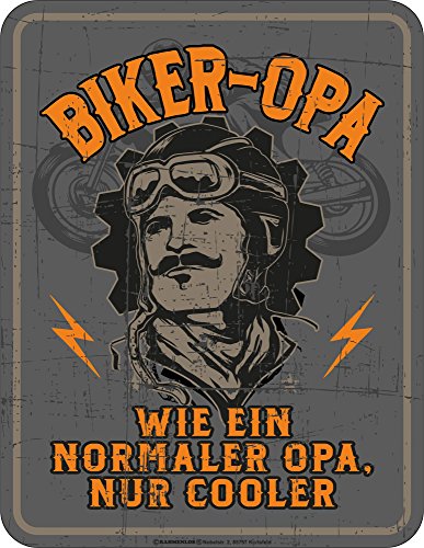 empireposter Biker Opa - Blech-Schild Spruch - Blechschild 17x22 cm von empireposter