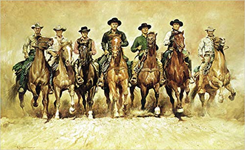 empireposter Casaro Renato The Magnificent Seven Kunstdruck mit Leinenprägung Gemälde glohreiche Sieben 100x61cm von empireposter