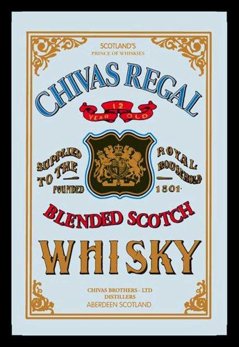 empireposter Chivas Regal - Whisky - Bedruckter Spiegel mit Kunststoff Rahmen, Kult-Spiegel - Grösse 20x30 cm von empireposter