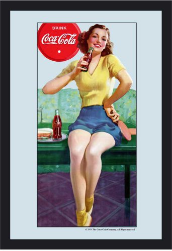 empireposter Coca Cola Pin Up - Bedruckter Spiegel mit Kunststoff Rahmen in Holzoptik, Kult-Spiegel - Grösse 20x30 cm von empireposter