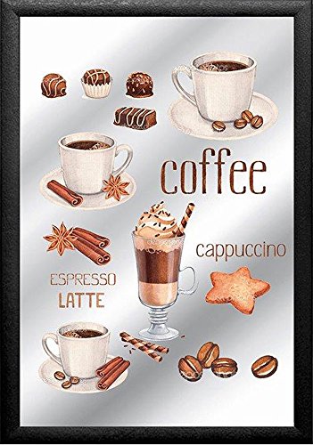 empireposter Coffee - Assorted - Bedruckter Spiegel mit Kunststoff Rahmen in Holzoptik, Kult-Spiegel - Größe 20x30 cm von empireposter