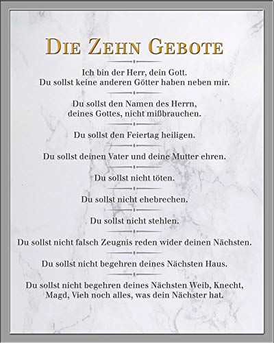 empireposter Die 10 Gebote - Weiß - Inspirations Mini Poster Plakat Druck - Größe 40x50 + Wechselrahmen, Shinsuke® Maxi Kunststoff Silber, Acryl-Scheibe von empireposter