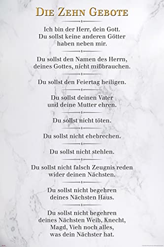 Die 10 Gebote - Weiß - Inspirations Poster Druck - Größe cm + 2 St Posterleisten Kunststoff 62 cm schwarz Die 10 Gebote - Weiß - Inspirations Poster Druck - Größe cm + 2 St Posterleisten Kunststoff 62 cm schwarz von empireposter