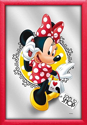 empireposter Disney - Minnie Mouse Loves to Shop - Bedruckter Spiegel mit Kunststoff Rahmen, Kult-Spiegel - Größe 20x30 cm von empireposter