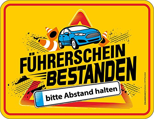 empireposter Führerschein - Bestanden - Blech-Schild Spruch - Blechschild 22x17 cm von empireposter