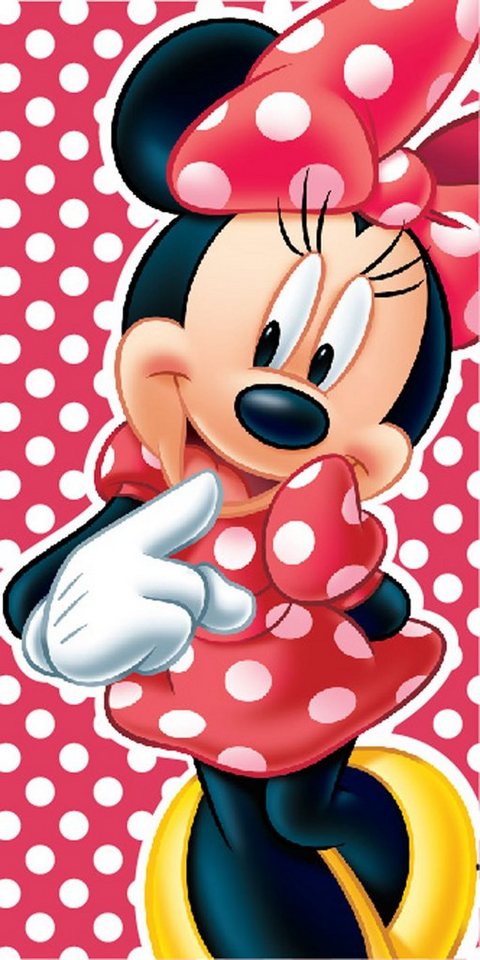 empireposter Handtuch Minnie Mouse - Punkte - Mikrofaser Strandtuch 70x140 cm, 100 % Polyester von empireposter