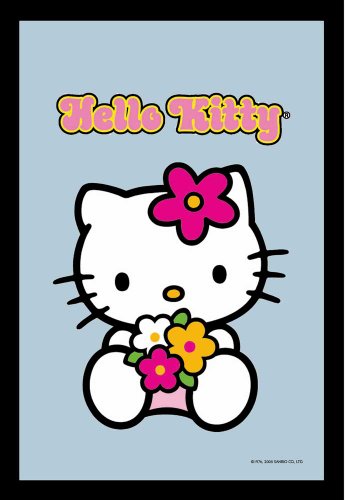 empireposter Hello Kitty Blumenstrauß - Bedruckter Spiegel mit Kunststoff Rahmen in Holzoptik, Kult-Spiegel - Grösse 20x30 cm von empireposter