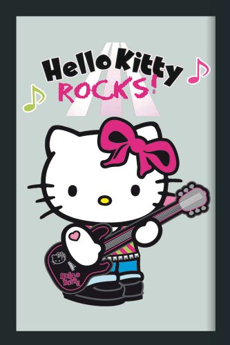 empireposter Hello Kitty Rock - Bedruckter Spiegel mit Kunststoff Rahmen in Holzoptik, Kult-Spiegel - Grösse 20x30 cm von empireposter