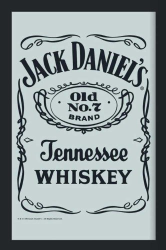 empireposter Jack Daniels Logo - Inversion - Bedruckter Spiegel mit Kunststoff Rahmen in Holzoptik, Kult-Spiegel - Größe 30x40 cm von empireposter