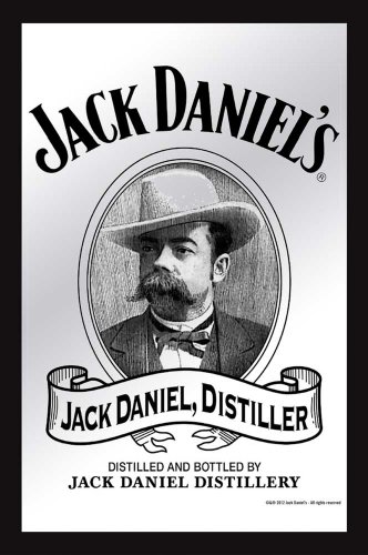 empireposter Jack Daniels Whiskey - Bedruckter Spiegel mit Kunststoff Rahmen in Holzoptik, Kult-Spiegel - Grösse 20x30 cm von empireposter