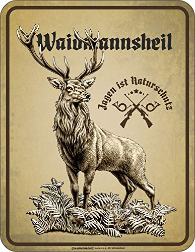 empireposter Jäger - Waldmannsheil - hochwertig bedrucktes Blechschild - Größe 17x22 cm von empireposter