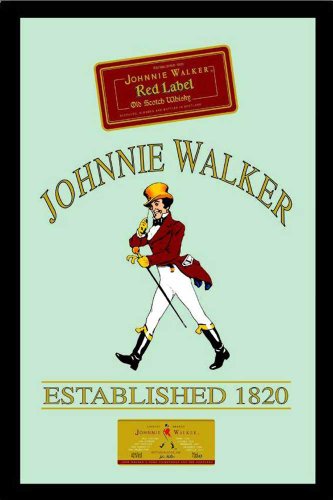 empireposter - Johnnie Walker - Whisky & Alkohol - Größe (cm), ca. 20x30 - Bedruckter Spiegel, NEU - Beschreibung: - Bedruckter Wandspiegel mit schwarzem Kunststoffrahmen in Holzoptik - von empireposter