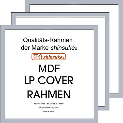 empireposter LP Schallplatten-Cover Rahmen - 3 Stück Rahmen #388988 LP Wechselrahmen der Marke Shinsuke® für Plattencover Profil: 30mm MDF Holzfaserwerkstoff lackiert Silber von empireposter