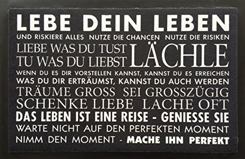 empireposter Lebe Dein Leben schwarz/weiß - Fußmatte, Größe: 60 x 40 cm, Material Polypropylen von empireposter