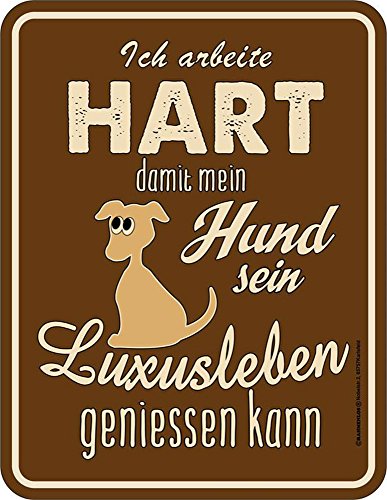 empireposter Luxusleben Hund - Arbeite hart - Blechschild mit Spruch, 4 Saugnäpfe - Blech-Schild Blech Schild Fun, Größe 17x22 empireposter Luxusleben Hund - Arbeite hart - Blechschild mit Spruch, 4 Saugnäpfe - Blech-Schild Blech Schild Fun, Größe 17x22 von empireposter