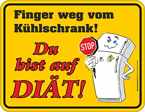 empireposter Magnet Spruch - Fun - Finger Weg vom Kühlschrank - Größe 9x7 - geprägter Blechmagnet von empireposter