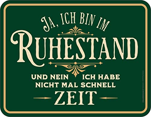 empireposter Magnet Spruch - Ruhestand - Keine Zeit - Größe 9x7 - geprägter Blechmagnet von empireposter