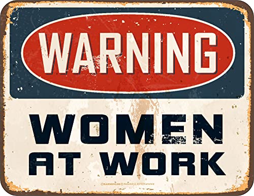 empireposter Magnet Spruch - Warning - Women at Work - Größe 9x7 - geprägter Blechmagnet von empireposter