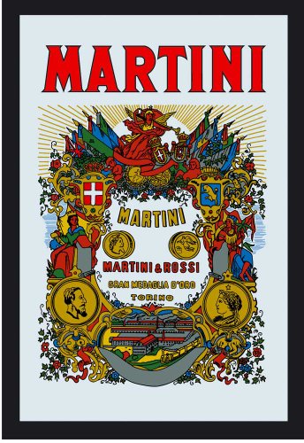 empireposter Martini - Bedruckter Spiegel mit Kunststoff Rahmen in Holzoptik, Kult-Spiegel - Grösse 20x30 cm von empireposter