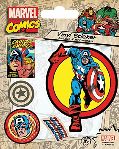 empireposter Marvel Comics Captain America Retro Stickerset Set mit 5 Sticker Aufkleber 10x12,5 cm von empireposter