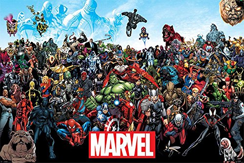 empireposter Marvel - Universe - Action Comic Poster Druck - Größe 91,5x61 cm + 2 St Posterleisten Kunststoff 93 cm transparent von empireposter