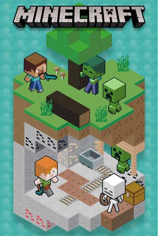 empireposter Minecraft - Into The Mine - Videospiel PC Poster Plakat Druck - Größe 61x91,5 cm + 2 St Posterleisten Kunststoff 62 cm transparent von empireposter