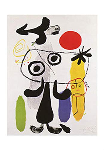 empireposter Miró, Joan Miro - Figur gegen rote Sonne II - Kunstdruck Artprint Gemälde - Grösse 70x100 cm von empireposter