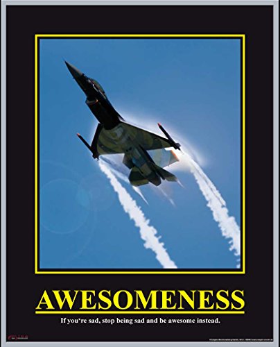 empireposter Motivational - Awesomeness - Jet Düsenjäger Flugzeug Mini Poster - Grösse 40x50 cm + Wechselrahmen, Shinsuke® Maxi Kunststoff Silber, Acryl-Scheibe von empireposter