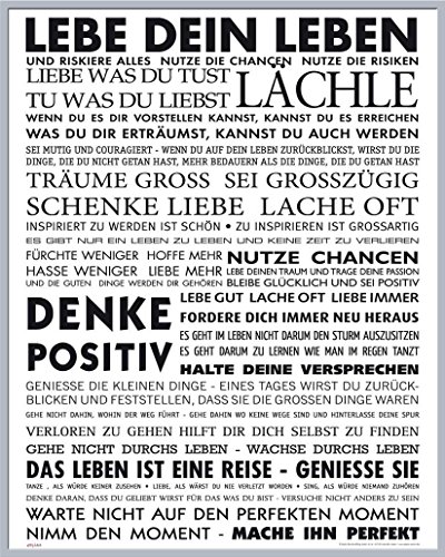 empireposter Motivational - Lebe Dein Leben Motivations Mini Poster Plakat Druck - Grösse 40x50 cm + Wechselrahmen, Shinsuke® Maxi Kunststoff Silber, Acryl-Scheibe von empireposter