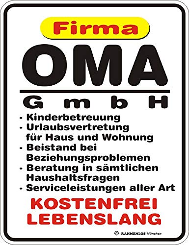 empireposter Oma GmbH - Blech-Schild Blechschild mit Spruch, 4 Saugnäpfe - Grösse 17x22 cm von empireposter