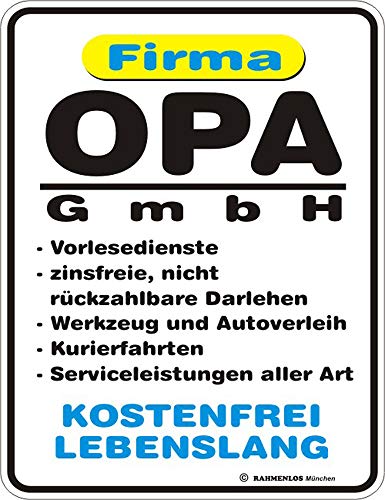 empireposter Opa GmbH - Blech-Schild Blechschild mit Spruch, 4 Saugnäpfe - Grösse 17x22 cm von empireposter