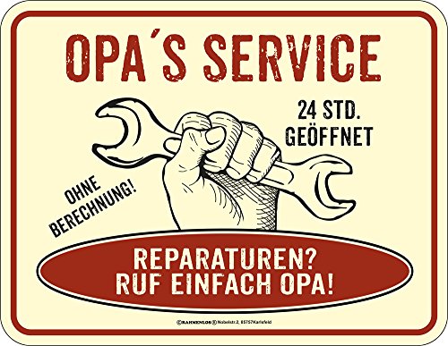 empireposter Opa's Service - Blech-Schild Spruch - Blechschild 22x17 cm von empireposter