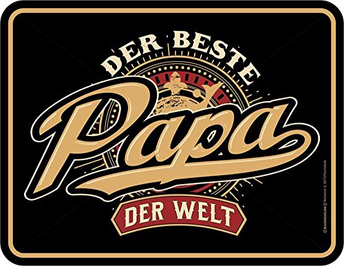 empireposter Papa - Beste Papa der Welt - Blechschild mit Spruch, 4 Saugnäpfe - Blech-Schild Blech Schild Fun, Größe 22x17 von empireposter