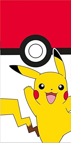 empireposter Pokemon - Pokeball Pikachu - Baumwoll Handtuch - 70x140 cm - Strandtuch Badetuch von empireposter