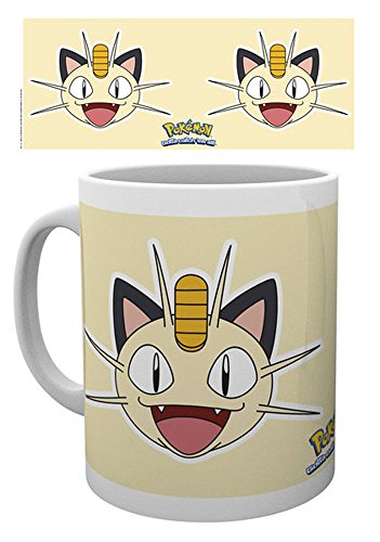 empireposter - Pokemon - Pokémon - Meowth Face - Größe (cm), ca. Ø8,5 H9,5 - Lizenz Tassen, NEU - Beschreibung: - Keramik Tasse, weiß, bedruckt, Fassungsvermögen 320 ml, offiziell lizenziert, spülmaschinen- und mikrowellenfest - von empireposter