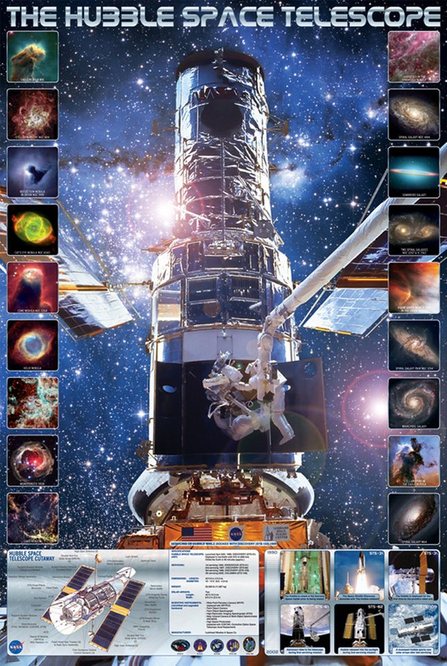 empireposter Poster Educational - Bildung - Poster - The Hubble Space Telescope empireposter Poster Educational - Bildung - Poster - The Hubble Space Telescope von empireposter