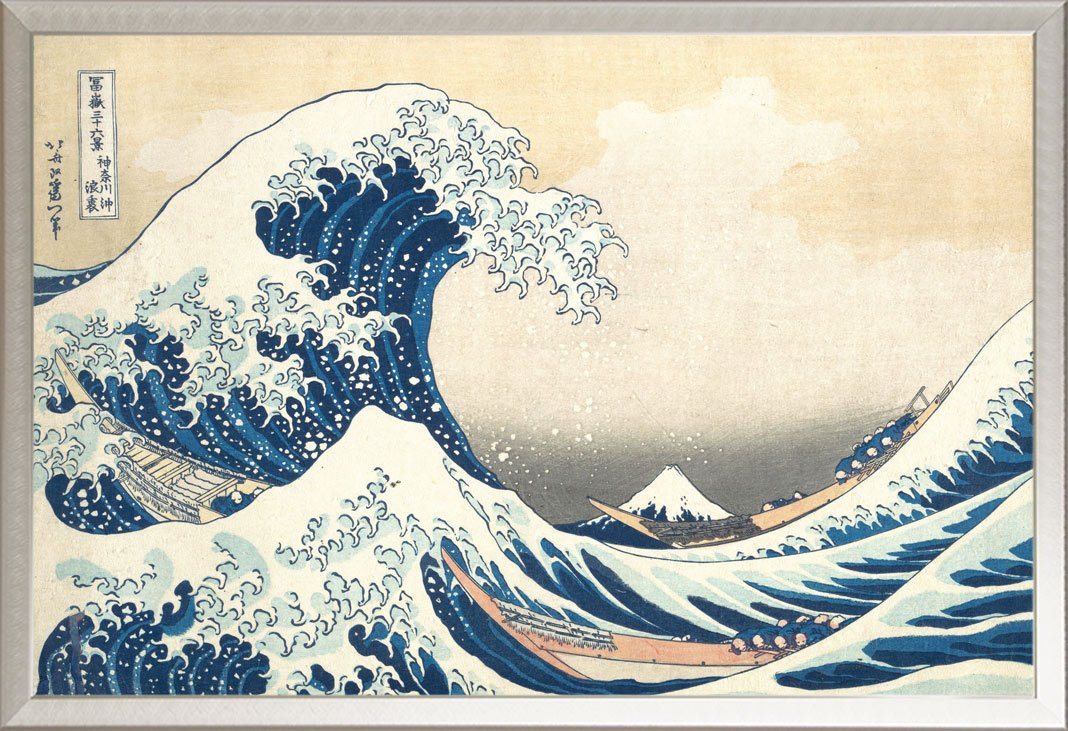 empireposter Poster Katsushika Hokusai - The Great Wave - Poster - Größe 61x91,5 cm, (1 St), + Wechselrahmen, Shinsuke® Maxi Aluminium silber matt mit Acryl-Scheibe für Poster der Grösse 61x91,5 cm von empireposter